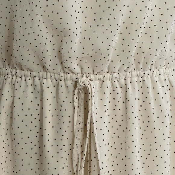 BANANA REPUBLIC Cream Black Polka Dot Long Sleeve Dress Preppy Work Party Size L - Picture 4 of 7
